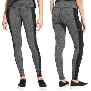 Athleta Metro Drifter High Rise Leggings Women Size Mediu Black Gray Herringbone